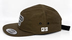 Ghetto Dojo Throwie Jockey Hat in OD green, side view
